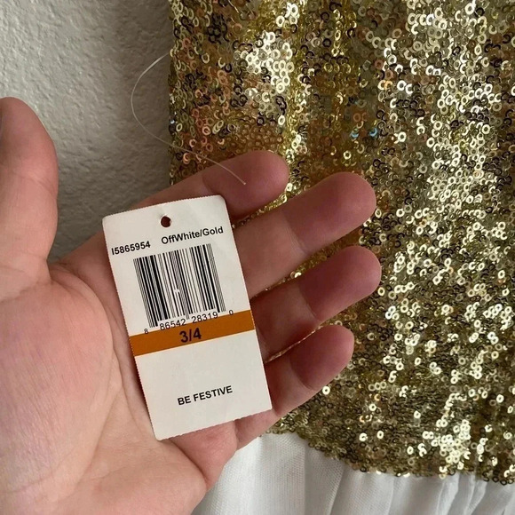 🆕B.Darlin A-Line Scoop Short Gold Sequin Ivory Dress 3/4🆕 - Picture 14 of 14